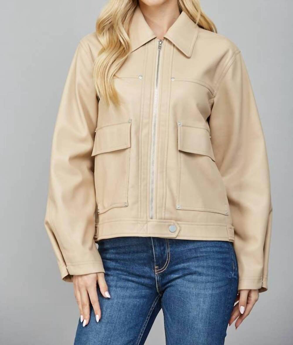 NEW FATE hayden jacket with front flap pockets in sand